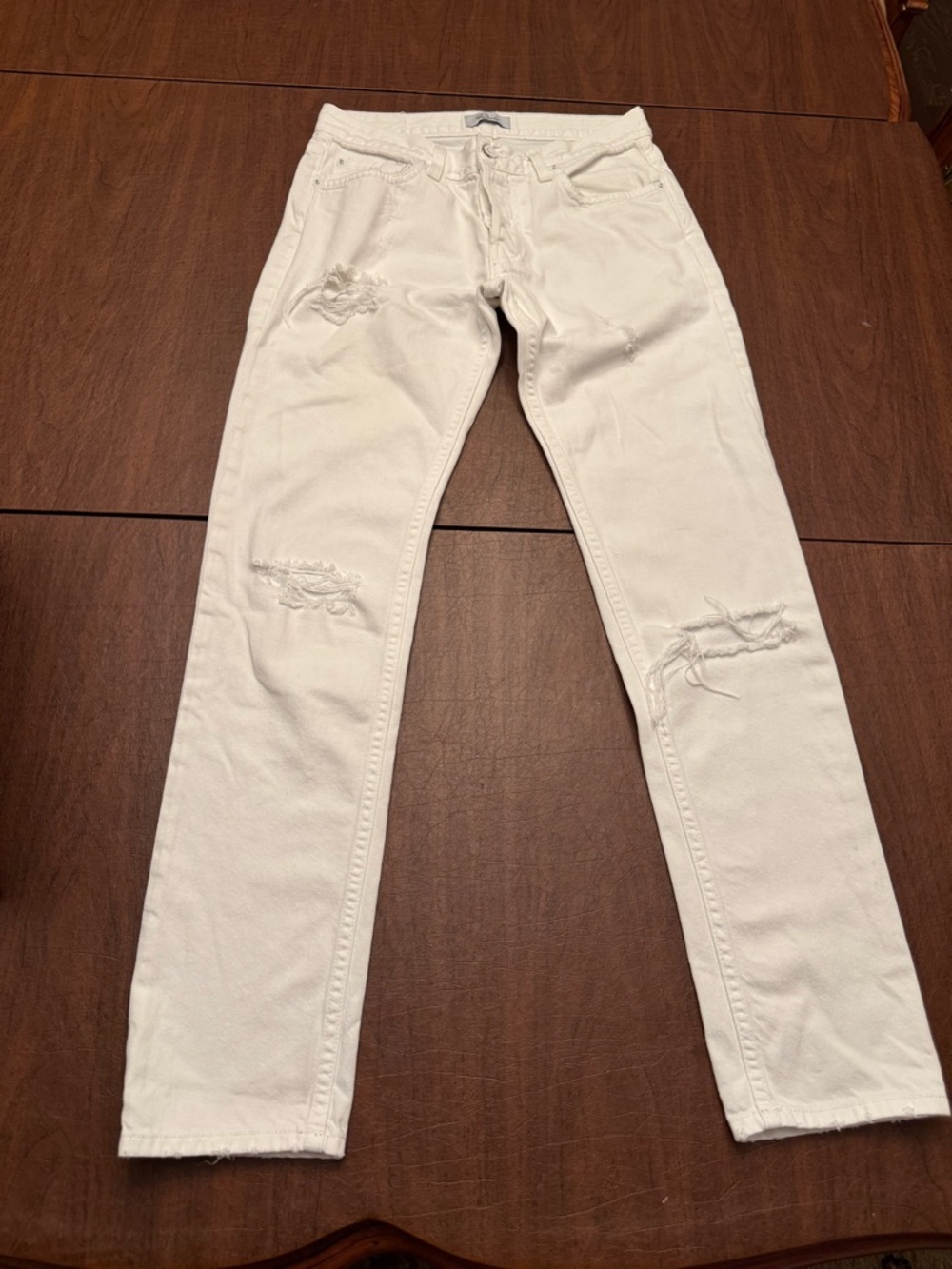 Rails White Slim Straight Distressed Denim Jeans
